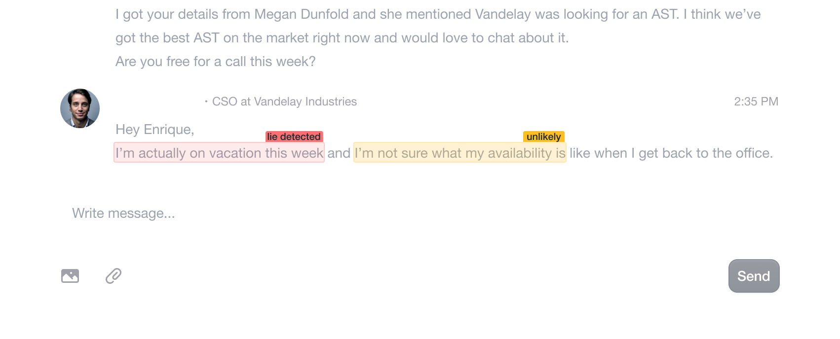 HyperRep drafts a reply to a customer inquiry