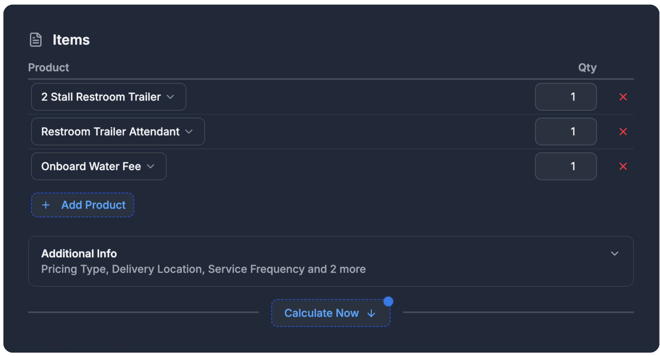 HyperRep quote builder with line items and pricing